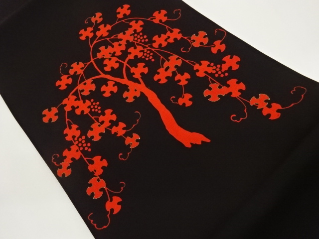 塩瀬金彩葡萄唐草模様名古屋帯